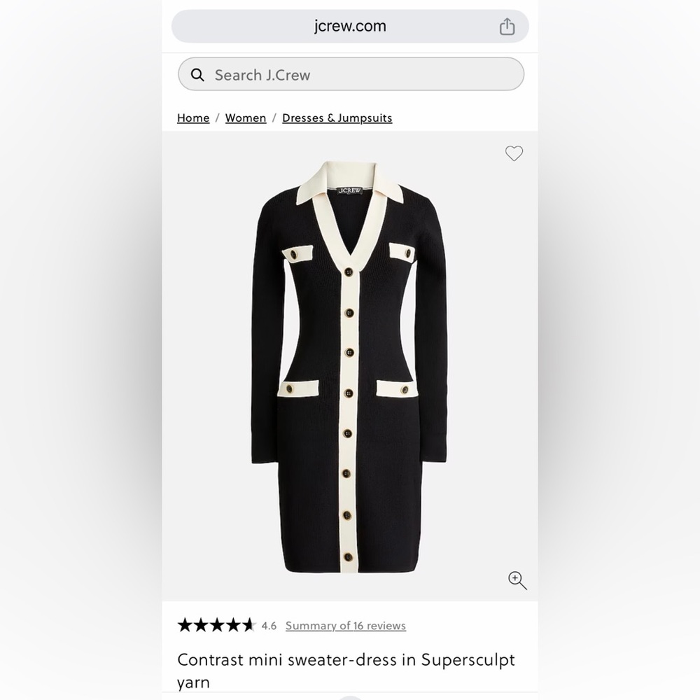 Jcrew Contrast mini sweater-dress in Supersculpt yarn